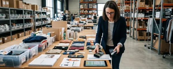 Merchandising manager organizing multiple product variants and specifications in an e-commerce workspace